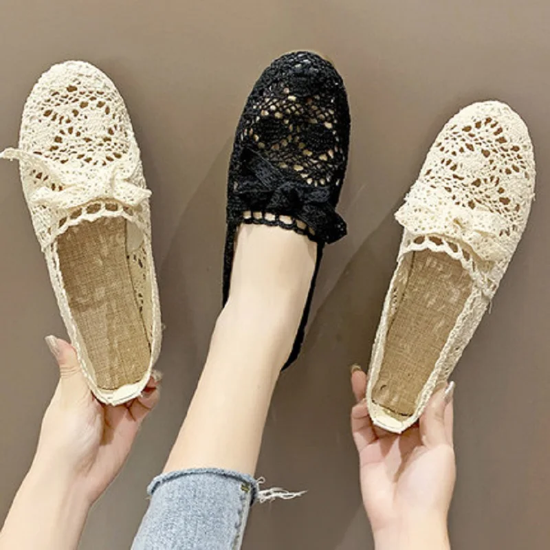 

Женская обувь, весна/лето 2020, новая Корейская версия, ажурные дышащие туфли на плоской подошве, удобные одиночные туфли