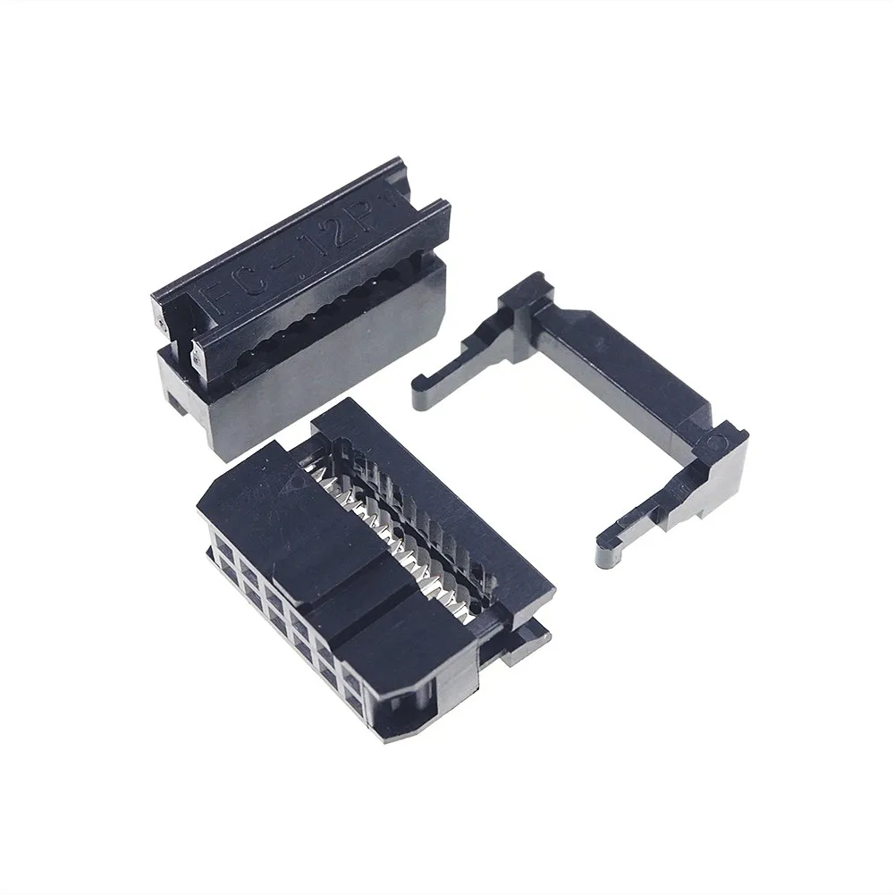 100 Pcs 0.100" 2.54mm 12 Pin Dual Row IDC Connector 2 Rows Position Rectangular Female Socket Receptacle Ribbon Cable FC-12 |