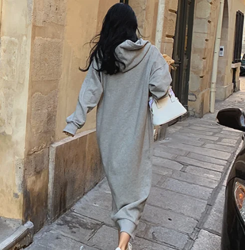 уличная мода женская свитшот Женское платье с капюшоном хлопок большого размера