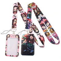 yl192 new anime demon slayer lanyards for key neck strap badge holder id card gym key chain diy hang rope keychain gifts