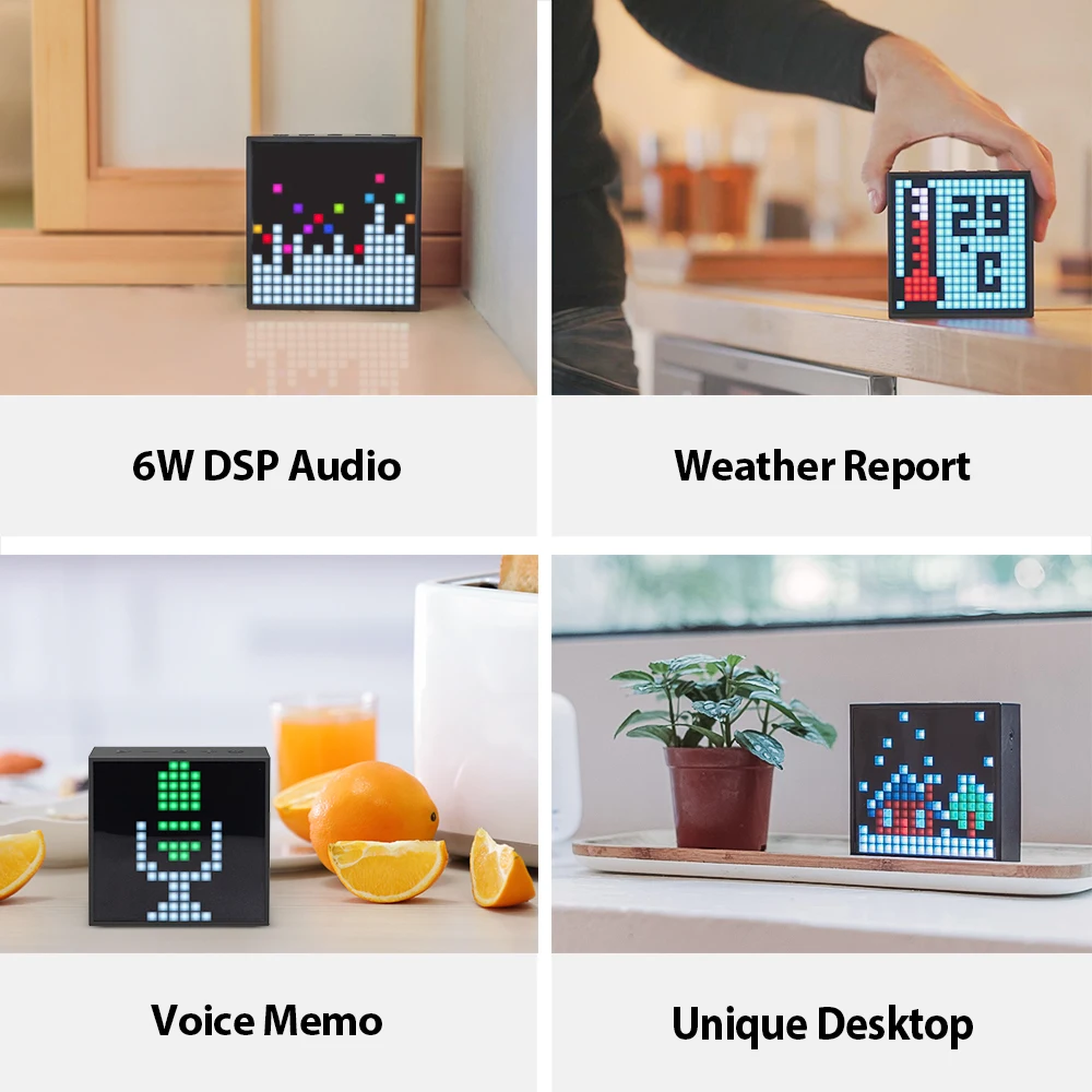Bluetooth портативный динамик AUX Divoom Timebox Evo с часами и будильником программируемый