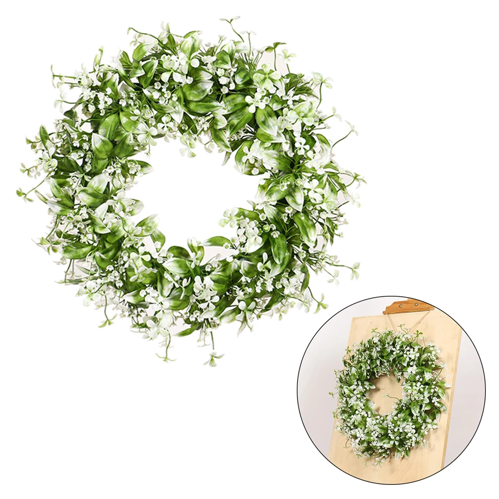 

Greenery Wreath Floral Garland for Spring Front Door Hanging Party Decor