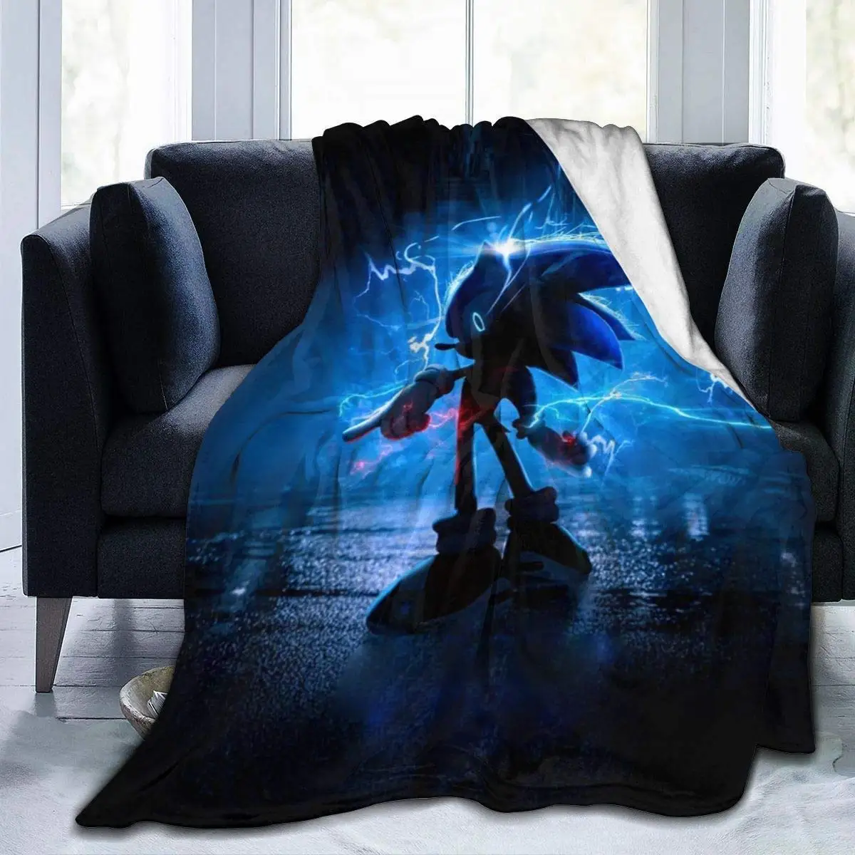 

Blankets Queen Size Sonic-Hedgehog Lightening 2020 Micro Fleece Blanket Warm Throw Ultra-Soft Lightweight Plush Bed Couch Living