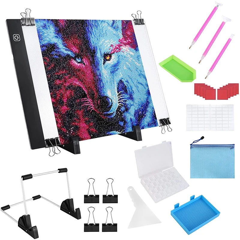 

A4 LED Light Pad For Diamond, USB Powered Light Board Kit, Adjustable Brightness With Detachable Stand,For Diamond Art
