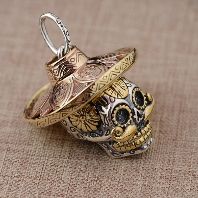 Готический 100% настоящий 925 пробы Серебряный кулон с черепом модный крутой панк