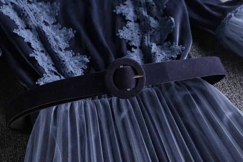 Женское Плиссированное кружевное платье винтажное Элегантное повседневное с