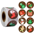 Рождественская Подарочная коробка, 500 шт. круглых этикеток, пакет из крафт-бумаги, цветок, Подарочная коробка, коробки для тортов, рождественские наклейки