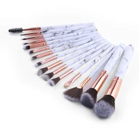 thinkshow 15pcs marble brush set cosmetic powder eye shadow foundation blush blending beauty make up tools