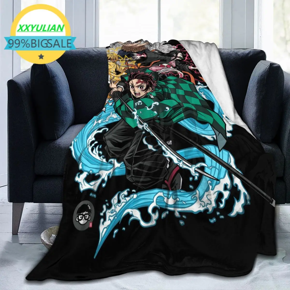 

Nezuko Tanjiro Kamado Demon Slayer Throw Blanket Soft Cozy Anti-pilling Flannel Throw Blankets