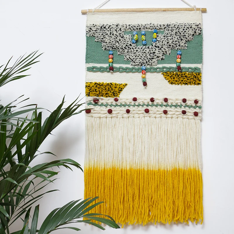 Шерстяной Тканый гобелен ручной работы в богемном стиле подвесной скандинавском