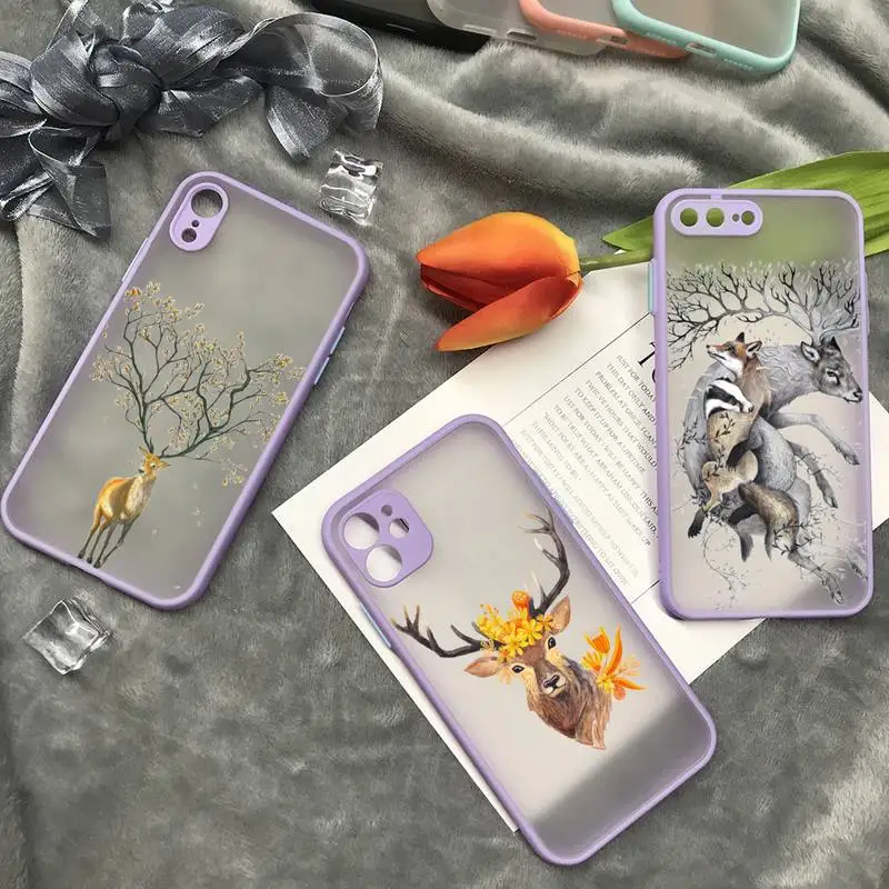 

Vip The Deer Telephone Translucent Matte Soft TPU Phone Case For Iphone 7 8 X XS XR 11 12 PRO MAX Cover