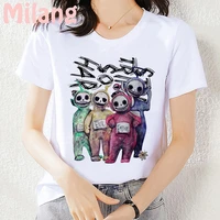 spoof series teletubbies mujer camisetas white tops t shirts aesthetics graphic casual short sleeve polyester womens t shirt