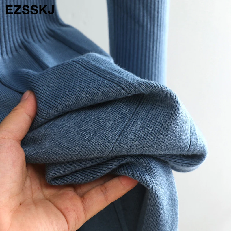 Осень-зима 2020 длинное платье-свитер с круглым вырезом женское базовое теплое