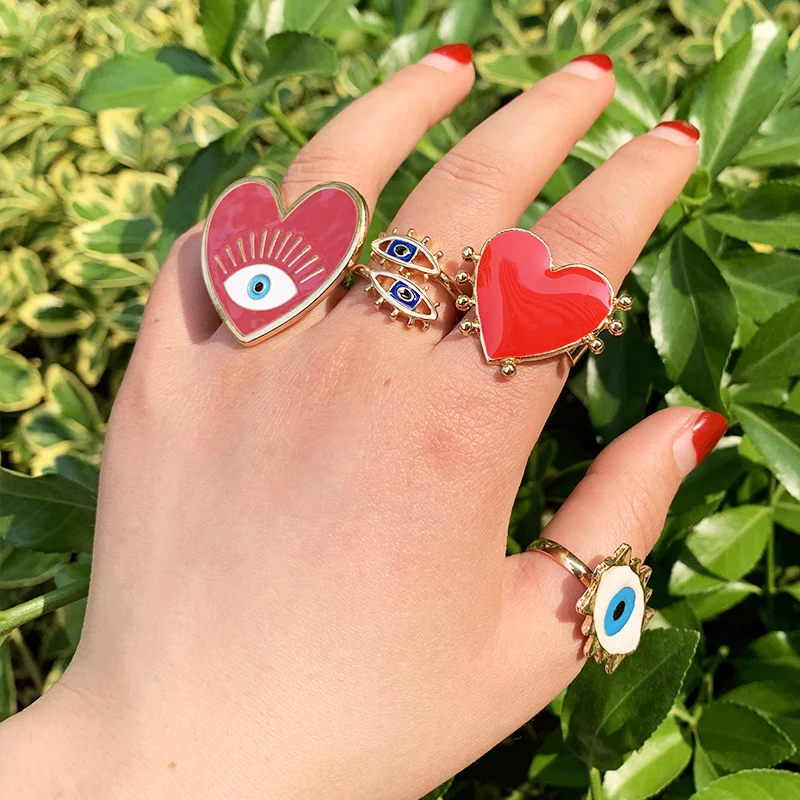 Модные эмалевые кольца KOMi из сплава 1 шт. милые Креативные красочные с глазами