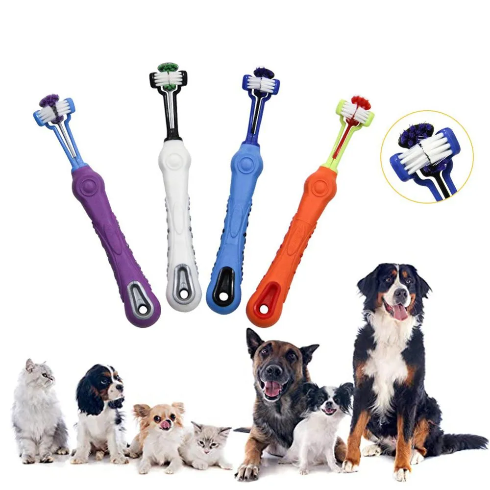 3Sided Pet Dog Toothbrush Multi-angle Cleaning Tooth Bad Breath Tartar Teeth Care Tool Brush for Dog Cat Protection Health Tools