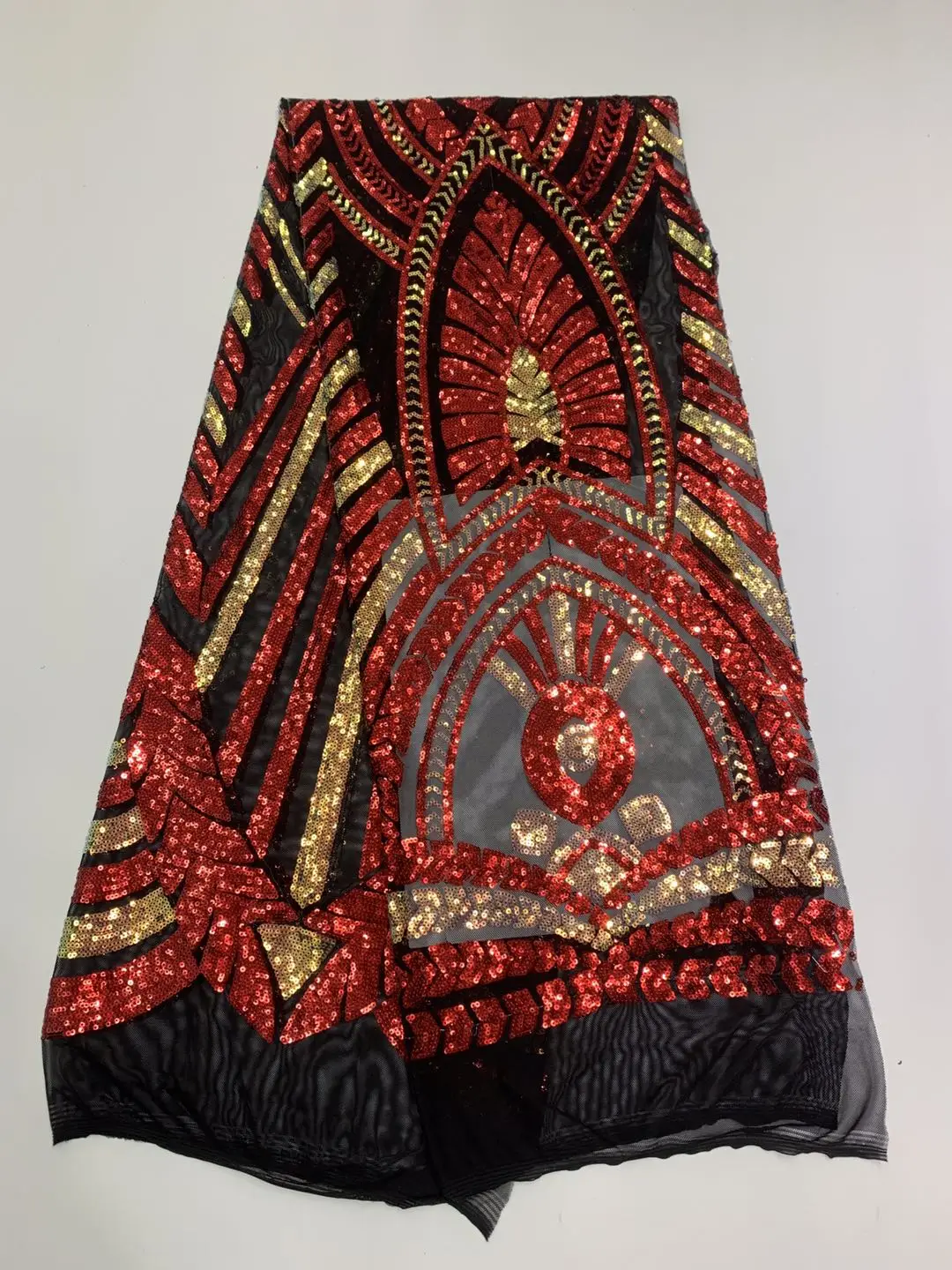 Золотая роскошная кружевная ткань с блестками французский ручной работы