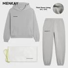 MENKAY хлопковая Женская толстовка с капюшоном, джоггеры, спортивные штаны, спортивные костюмы, комплект из двух предметов, толстовка, спортивные штаны, Осень-зима, спортивные костюмы