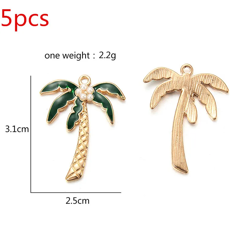 5pcs Coconut Tree Колокольчики с эмалевым покрытием снежинки-подвески 10 шт. рождественские привидения Подвески Ремесло для DIY украшения ожерелье серьги браслет ювелирные изделия аксессуар - Окраска металла: 5pcs Coconut Tree