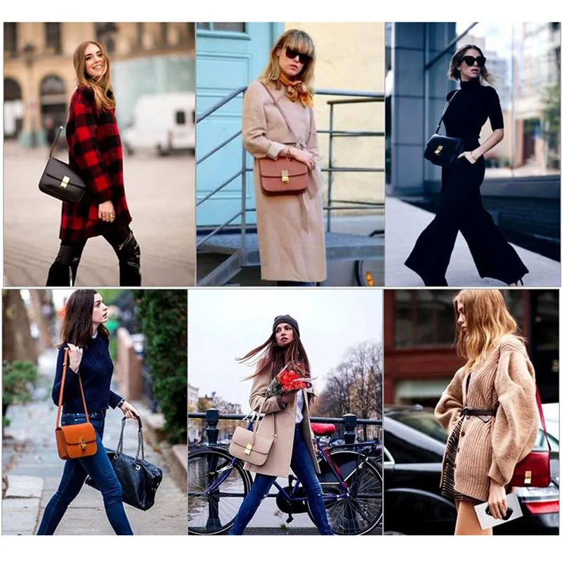 

Luxury Women Full Genuine Leather Tofu Box Bag Fashion Brand Designer Simple Small Square Messenger Crossbody Bag Purses