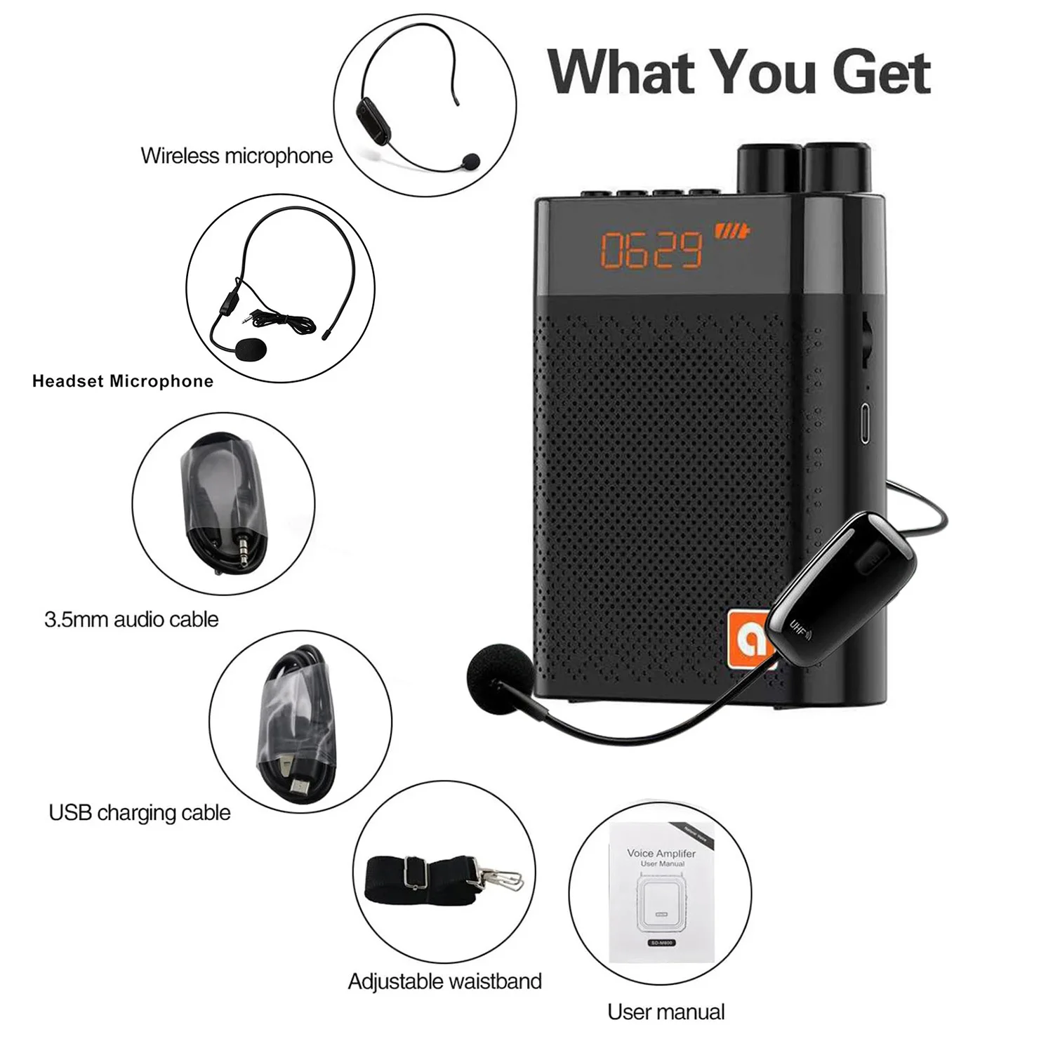 

SHACK Voice amplificatore megafono Wireless altoparlante Bluetooth registrazione UHF insegnante altoparlante supporto TF Card Re