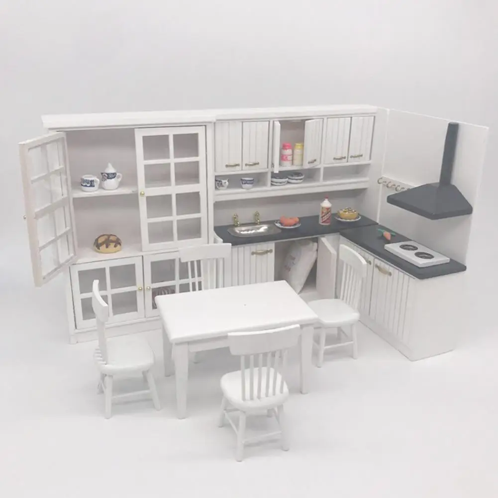

Mini Doll House Kitchen Model Kit Accessories Toys Dollhouse Dollhouse For Children Wooden Diy Dinette Miniatures Kitchen Y5B2