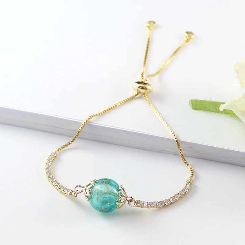 1PC Murano Glass Essential Oil ball Gold Bracelet Chain with diffuser Hole Perfume Women Bracelets | Украшения и аксессуары