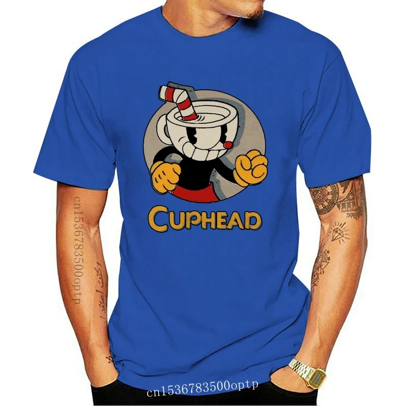 

New 2021 men shirt Cuphead Circle Shadow Profile Vintage Graphic T Shirt