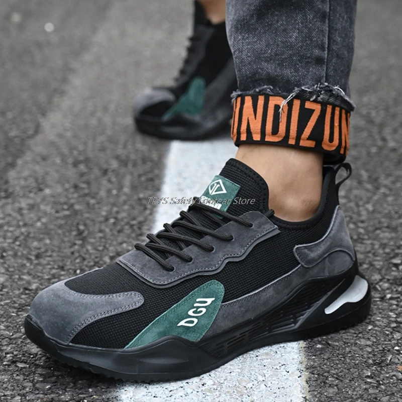 

Non-slip Shoes Safety Boots Working Shoes Male Breathable Sneakers Steel Toe Cap Boots Anti-Piercing Shoes Lightweight Boots New