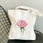 Многоразовая сумка с цветочным рисунком, Женская холщовая сумка-шоппер с ручкой, дизайнерские сумки, большой женский шоппер с принтом
