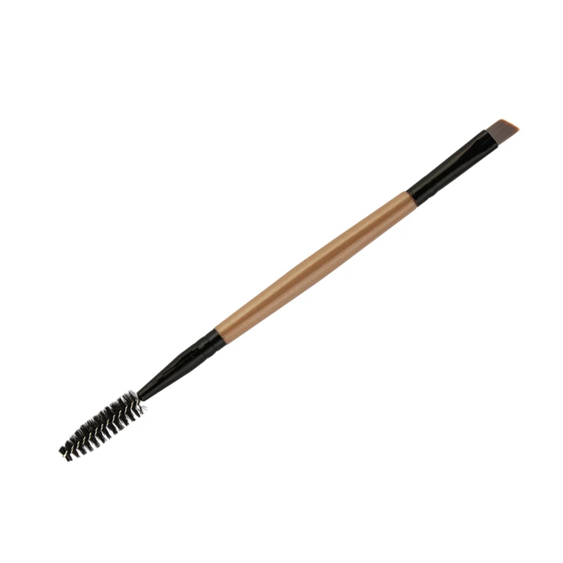 Gold-Black Кисть для макияжа бровей, кисть для ресниц с деревянной ручкой, двухсторонняя плоская угловая кисть для бровей - Handle Color: Gold-Black