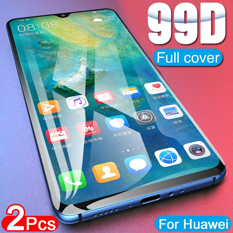 2 предмета в комплекте полный Защитное стекло для Huawei P30 P20 Lite протектор экрана P40