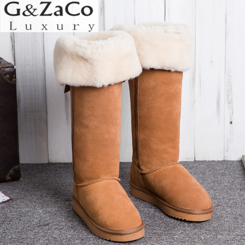 maroon G& Zaco/зимние сапоги из натуральной замши; сапоги из овечьей кожи; зимние сапоги до колена; женская теплая обувь с бантом; сапоги с высоким голенищем на овечьем меху - Цвет: maroon