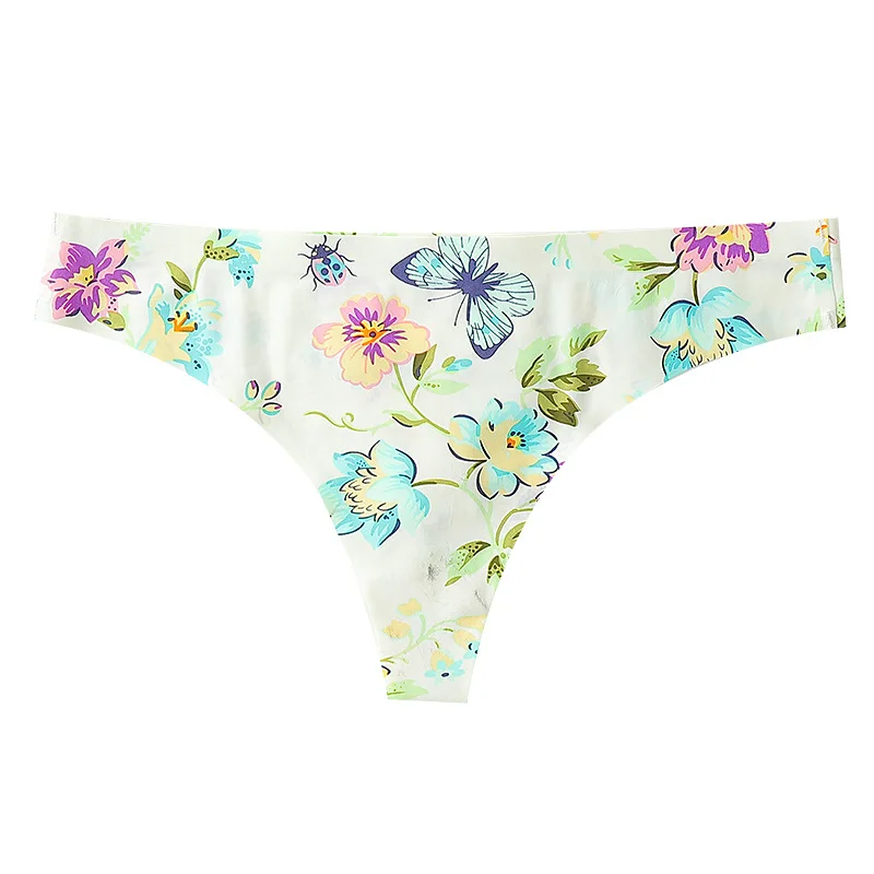 Слитные дышащие стринги с принтом для женщин низкой посадкой пикантные