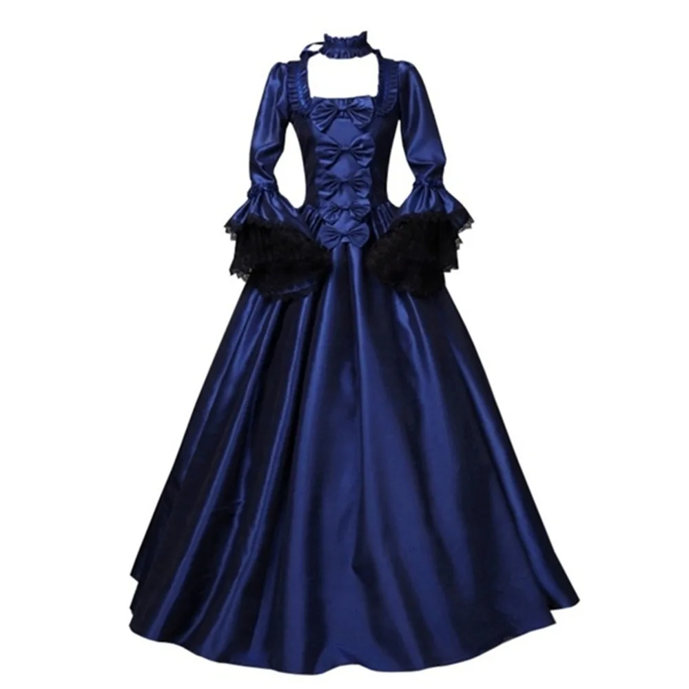 

Women Dress 2021 Lace Stitching Big Trumpet Sleeves Medieval Dress Palace Retro Dresses for Women Vestido Feminino Donsignet