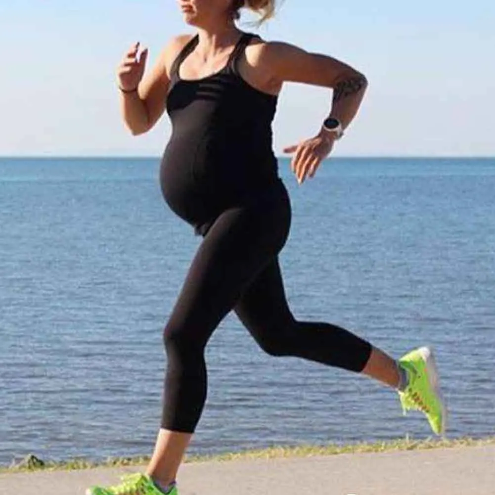 

Pregnant Women Casual Gift Sports Fitness Stretch High Waist Seamless Full Length Maternity Legging Basic Abdomen Support Solid