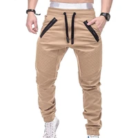 men fashion drawstring zip strips pockets ankle tied long pants sports trousers cylinder active pants gym workout jogging