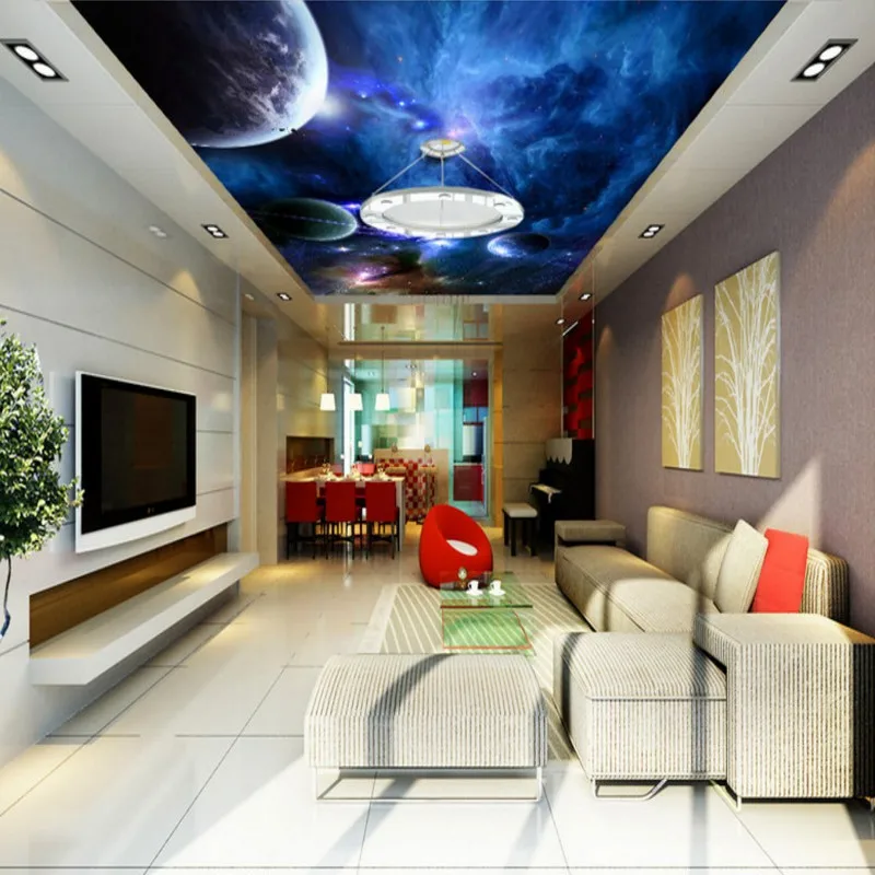 Звездные стереонаушники Зенит обои на потолке потолочные бумажные блестящие