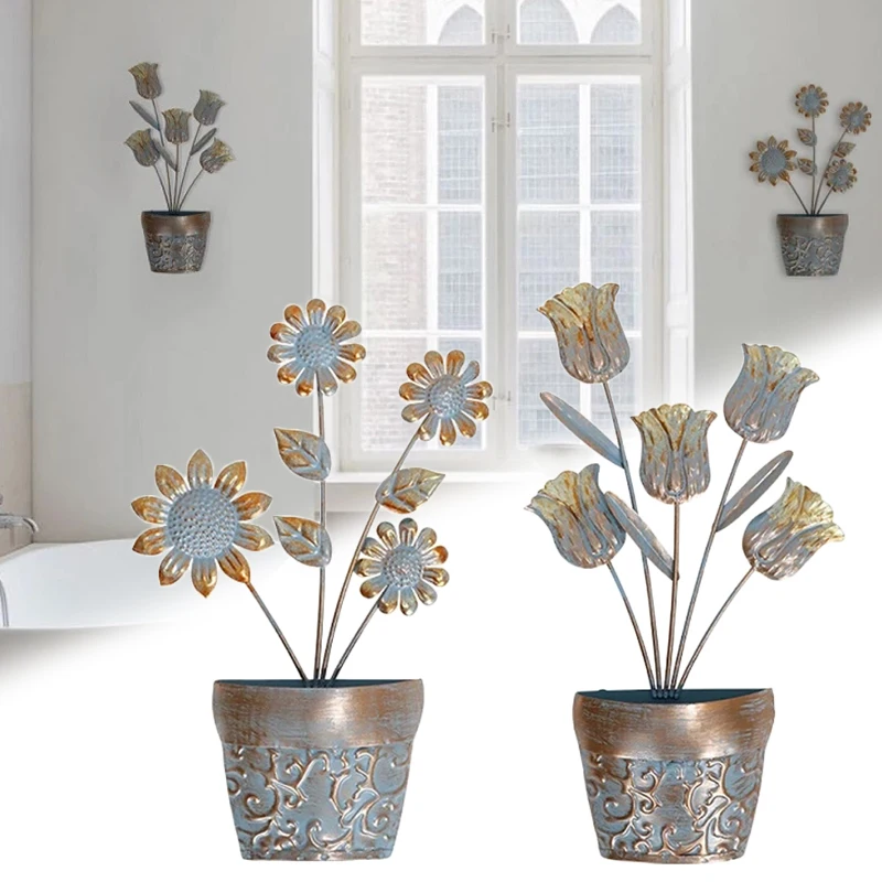 

Sunflower Rose Wall Art Wall Hanging Home Decoration Flower Iron Finish Headboard Ideas Above Bed Decor FBS889