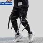 Джоггеры мужские в стиле хип-хоп, уличная одежда, брюки-карго, повседневные спортивные штаны, хлопковые мужские брюки с лентой со множеством карманов, модель HT152, 2020