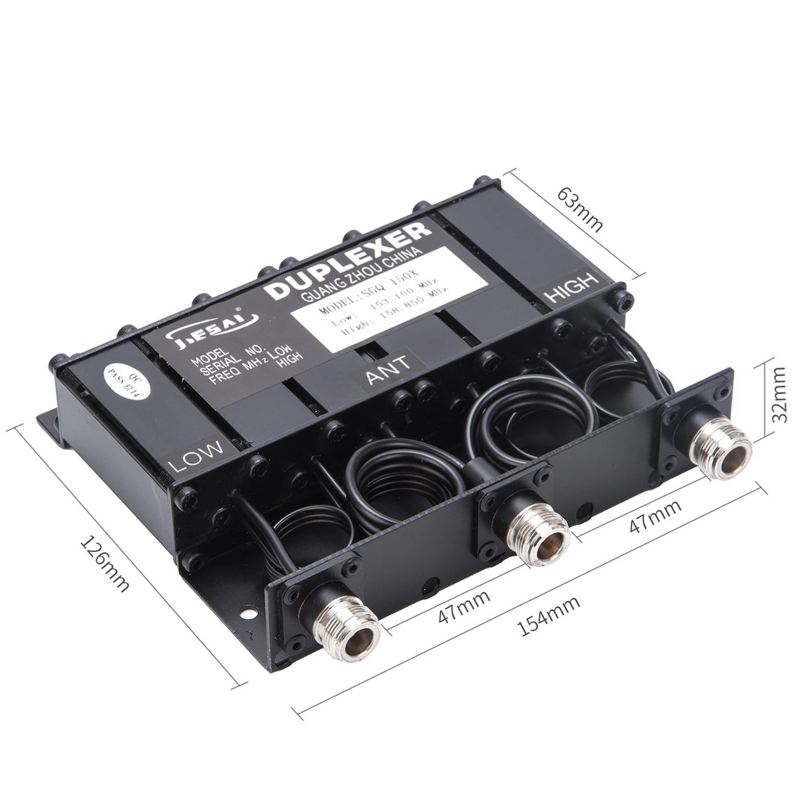 

VHF 136-174MHz 10W Duplexer For Radio Repeater Tuned Low Frequency 153MHz High Frequency 158MHz N Female Connectors Black
