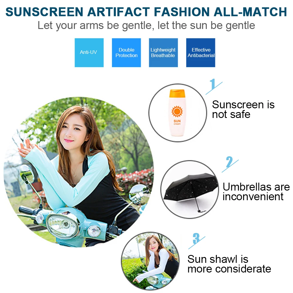 Длинные длина плеча рукава для защиты рук в Сиамском стиле солнцезащитный крем