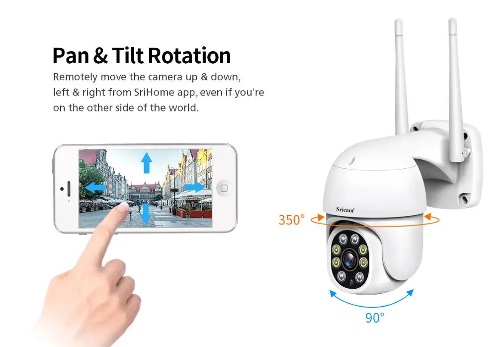 Sricam SP028 2MP PTZ Wi Fi Камера 1080P Ai автоматическое отслеживание Открытый IP двухканальную