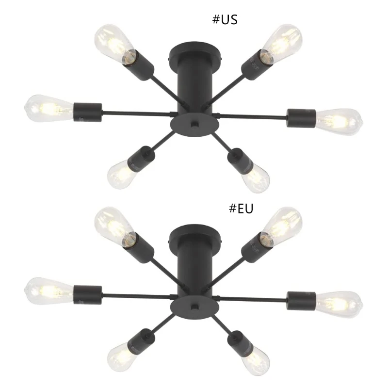 

Современная люстра с 6 осветительными приборами, черная потолочная лампа с утопленным креплением, современная люстра для столовой и гостин...