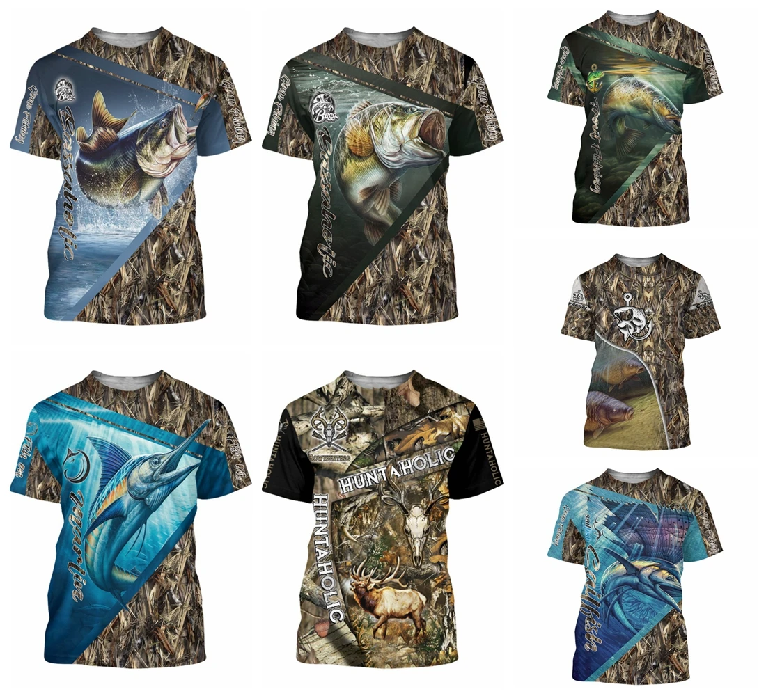 

Kaseetop New Camo Bow Deer Hunting Animal Hunter Tattoo 3D Print Unisex Summer Casual Tees Short Sleeve T-shirts Oversized T118