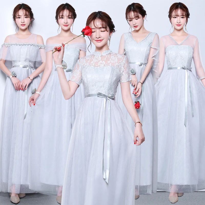 Серое платье подружки невесты для а силуэт тюль Vestido Largo Sirena элегантное женщин