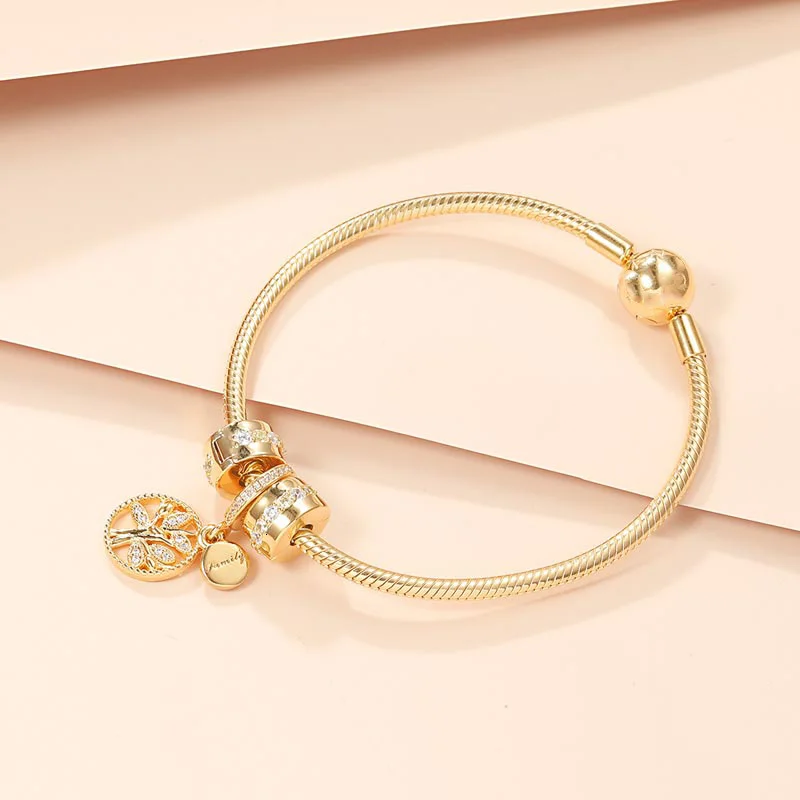 Женский браслет из серебра 100% пробы с подвеской в виде дерева | Украшения и