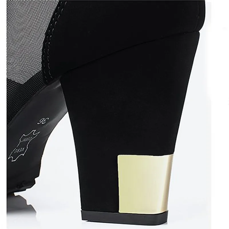 Женские римские сапоги размера плюс с открытым носком на очень высоком каблуке