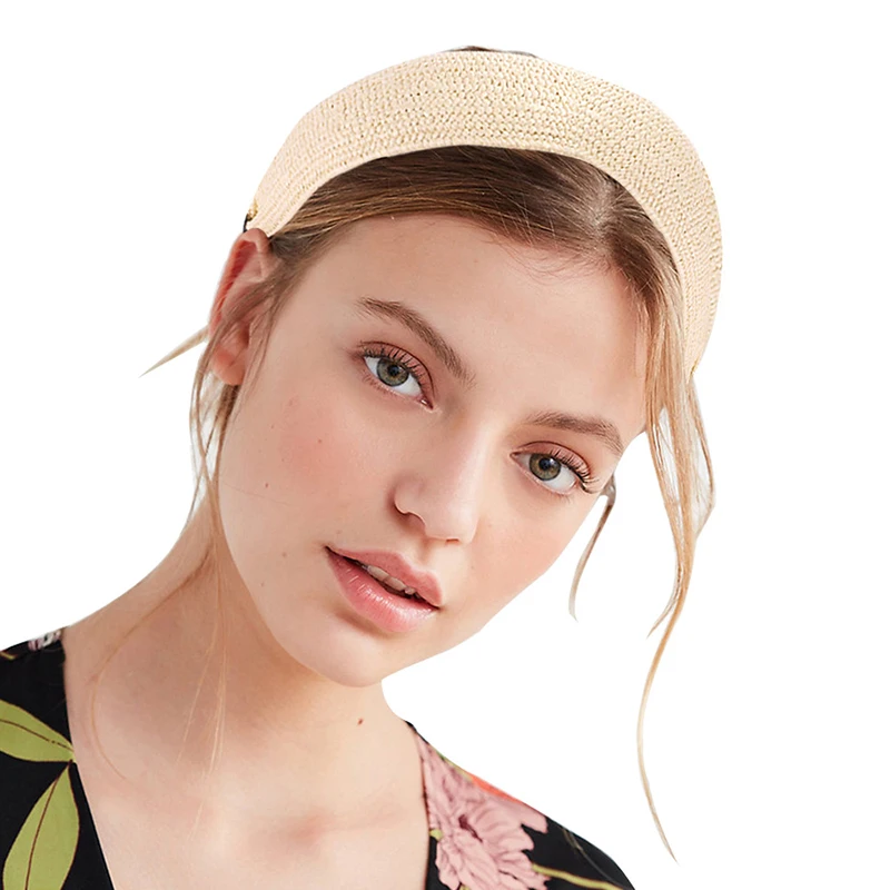 

Knotted Handmade Straw Headband Weaving Turban Girls Hair Hoop Bezel Wide Hairbands Summer Korean Simple Hair Accessories New