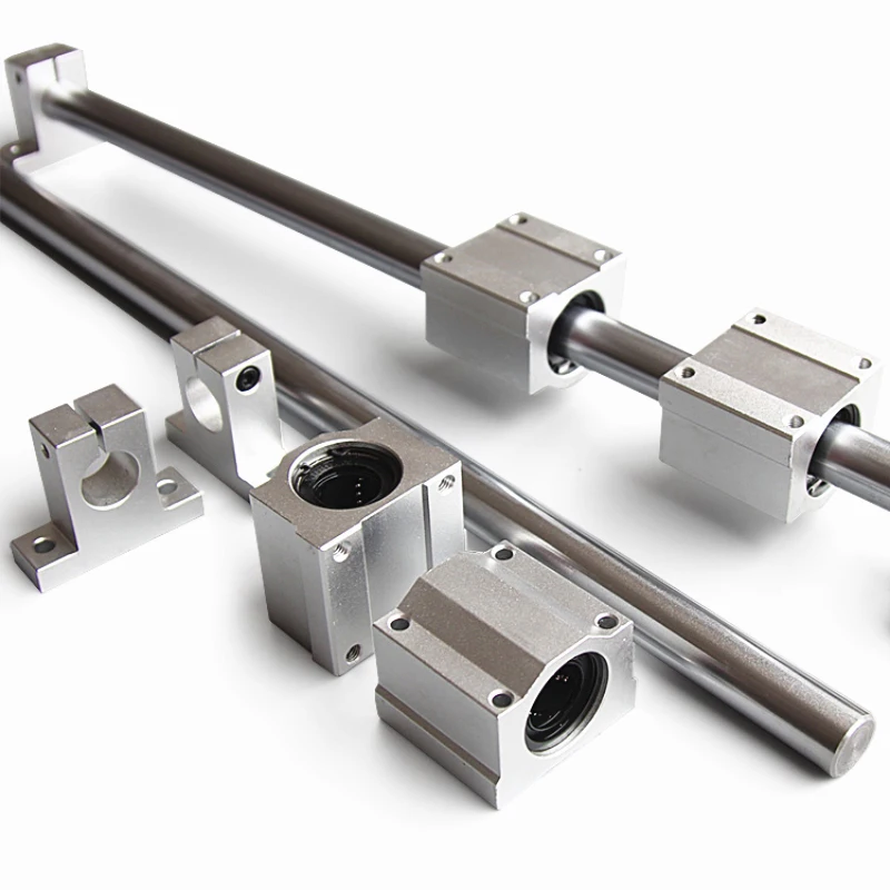 

2Pcs Linear Rail Shaft OD8-25mm 200-600mm Optical Axis 4Pcs SCS12/16/20UU Linear Bearing Blocks 4Pcs SK12/16/20 Bearing Support
