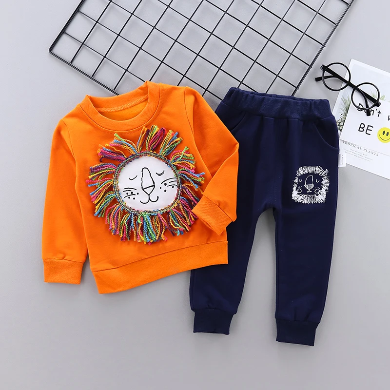 Children Cotton Clothing Sets Spring Autumn Baby Boys Cartoon T-Shirts Pants 2Pcs/set Fashion Kid Girl Clothes Toddler Tracksuit | Детская
